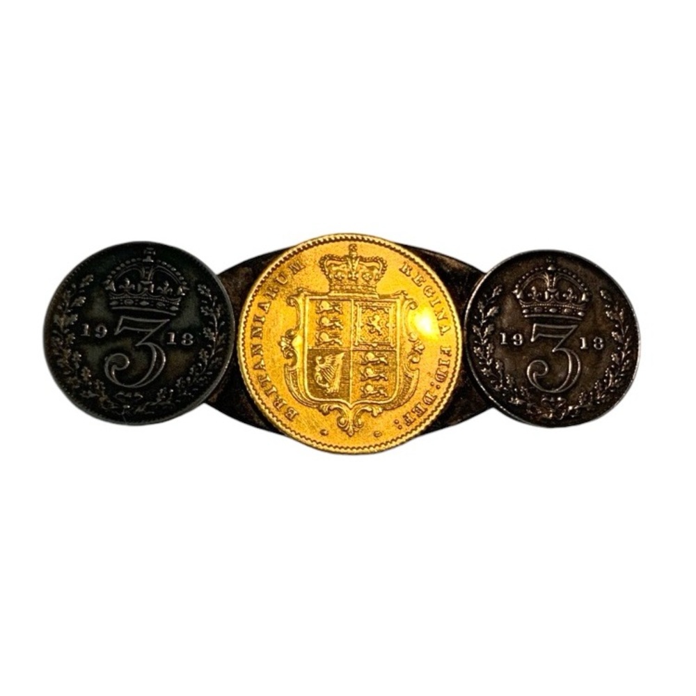 Great Britain 1/2 Sovereign Gold Coin Pin Handmade Antique Vintage